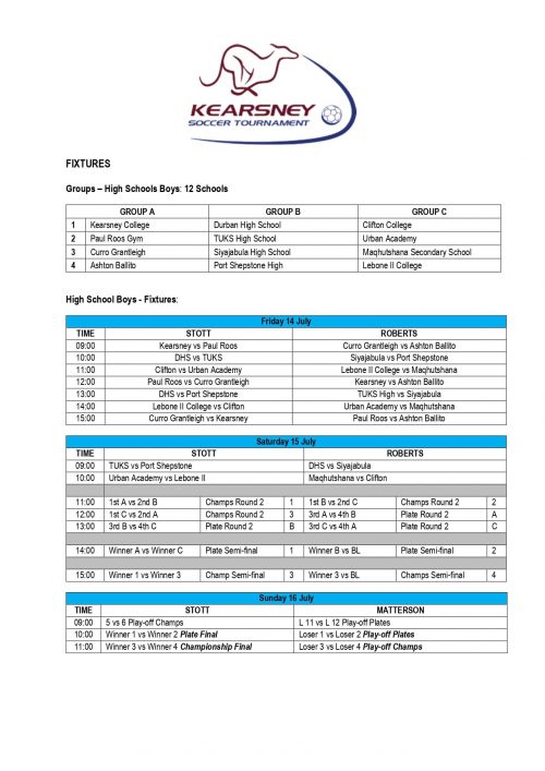 kearsney soccer fixtures