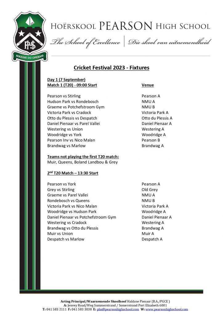 pearson cricket festival fixxtures