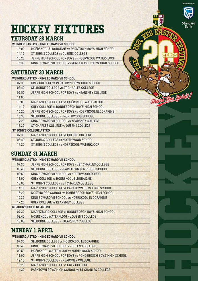 KES Easter Rugby and Hockey Festival Fixtures SA School Sports