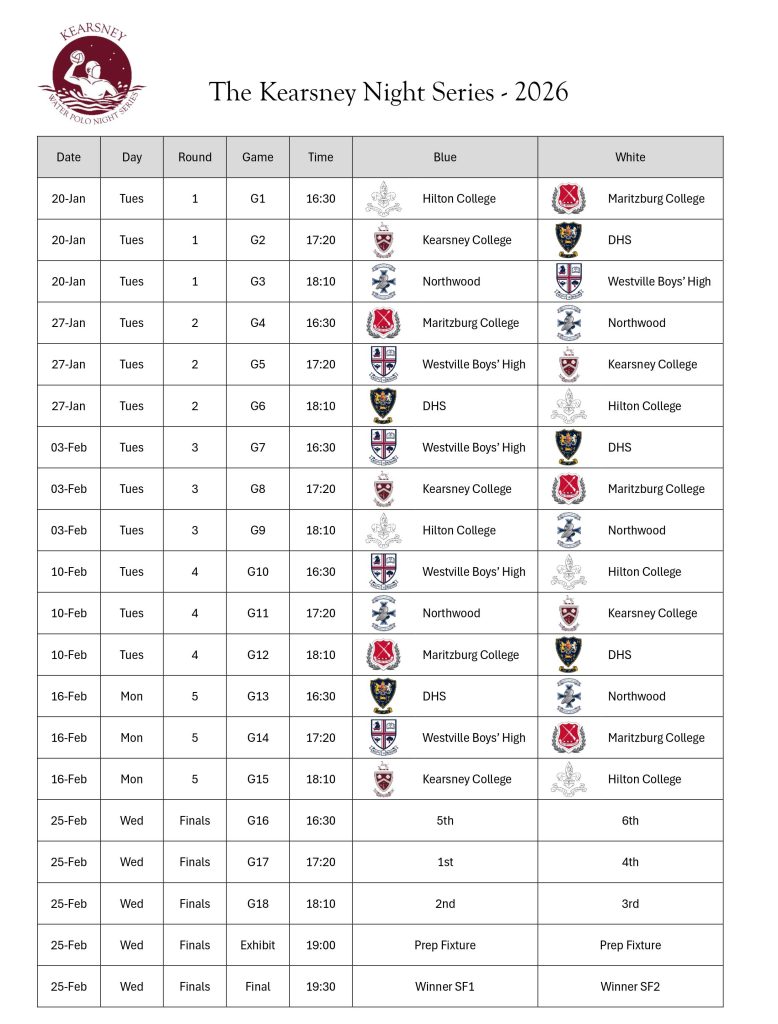kearsney college night series fixtures