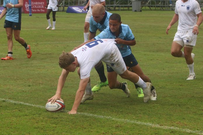 Peterhouse scrumhalf Tasso Dombropoulos dots down in the win against Milnerton peterhouse rugby
